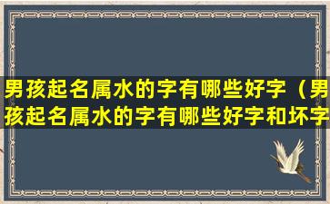 男孩起名属水的字有哪些好字（男孩起名属水的字有哪些好字和坏字 🐝 ）